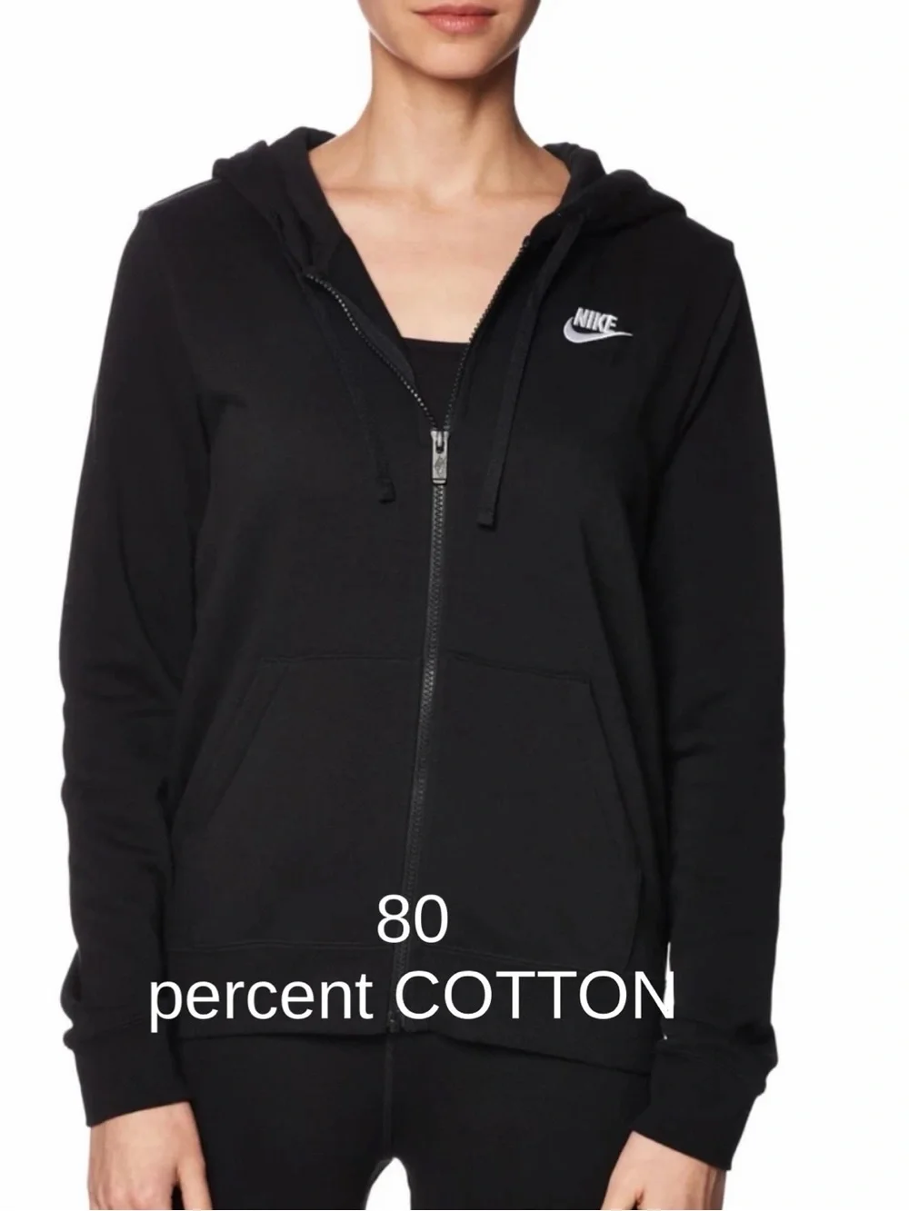 Nike Womens Classic xl Full Zip fleece sweatshirt with hood/ 80 percent cotton